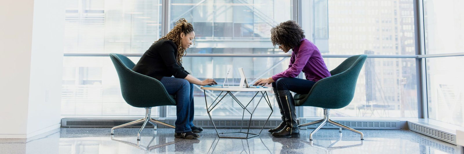Coworkers on laptops