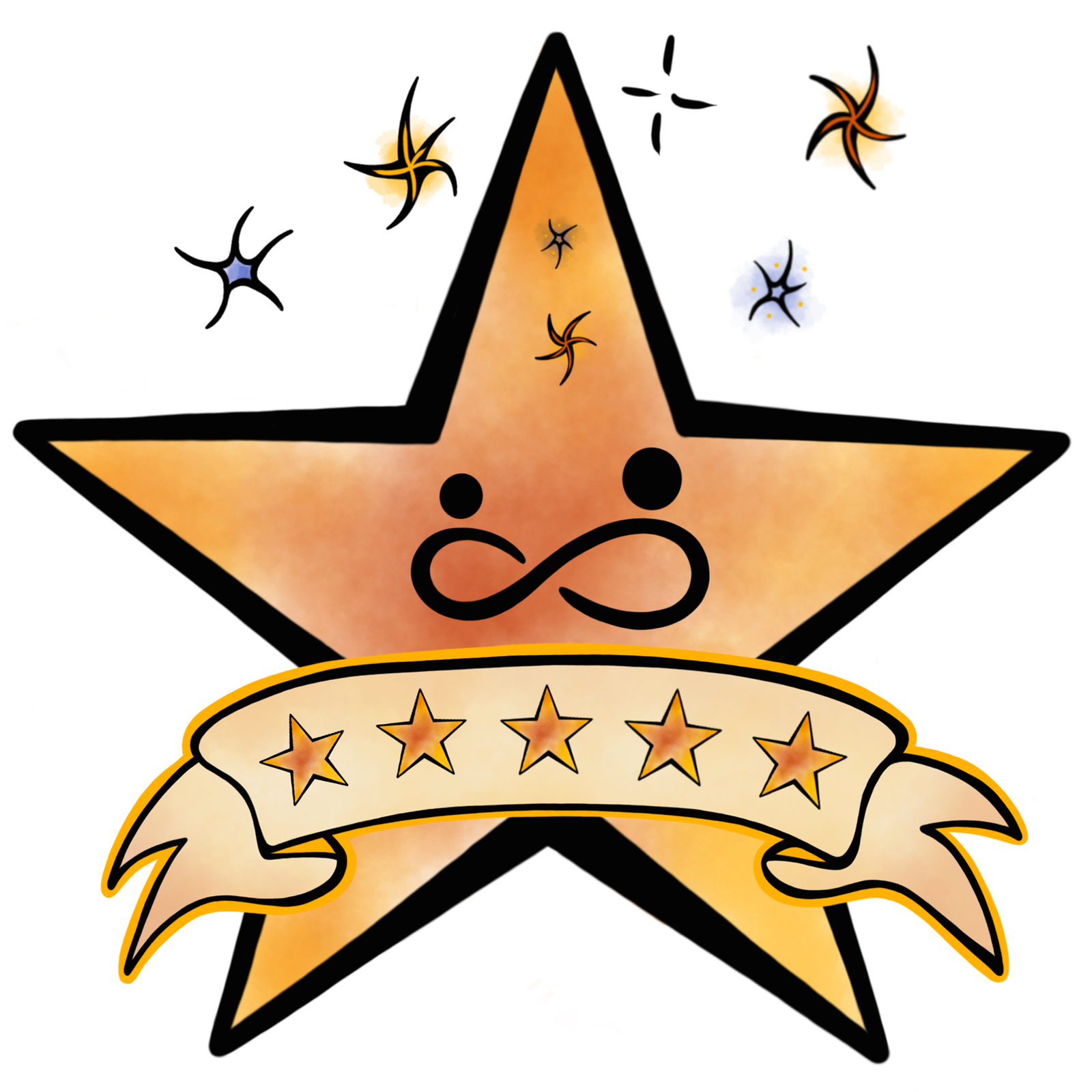 Five star emblem illustration