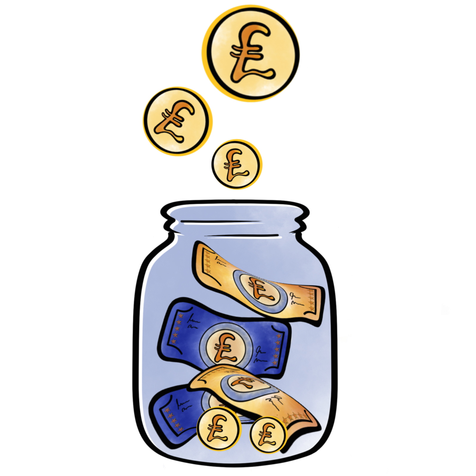 Money jar illustration