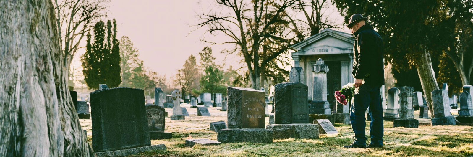 Man at grave side